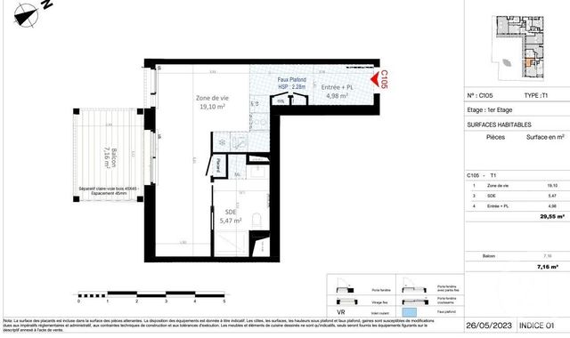 Appartement T1 à vendre - 1 pièce - 29,55 m2 - Olivet - 45 - CENTRE