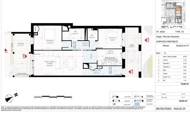 Appartement T3 à vendre - 3 pièces - 73,02 m2 - Olivet - 45 - CENTRE